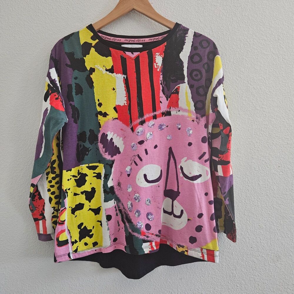Desigual Girl's Top 13/14 Multicolor Printed Eccentric Novelty Maximalist Artsy